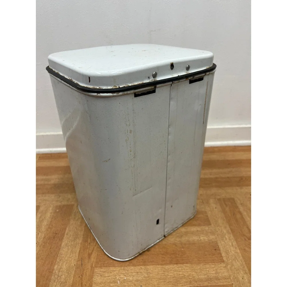 Vintage Mipro White Metal Step Trash Can Retro Industrial Kitchen Waste Bin MCM
